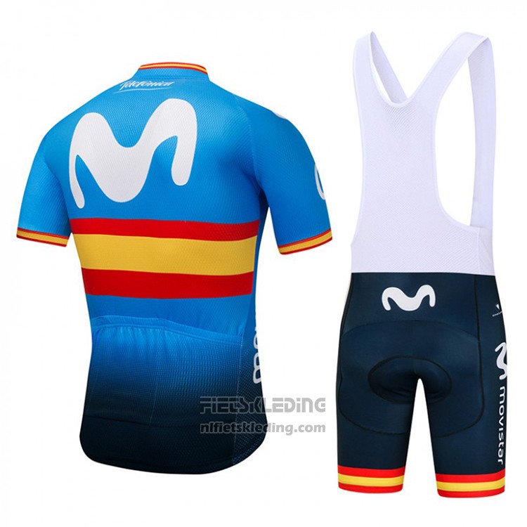 2018 Fietskleding Movistar Champions Spanje Blauw Korte Mouwen en Koersbroek